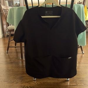 Figs Black Scrub Top